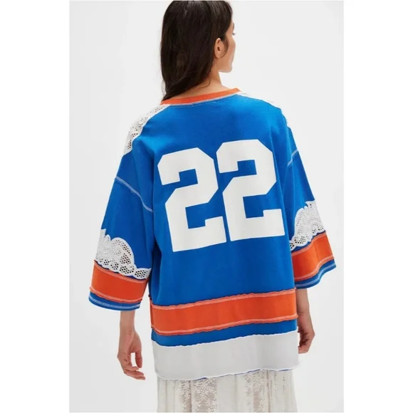 Free People Stanley Oversized Cambride Tee Jersey Nwot - Picture 3 of 9